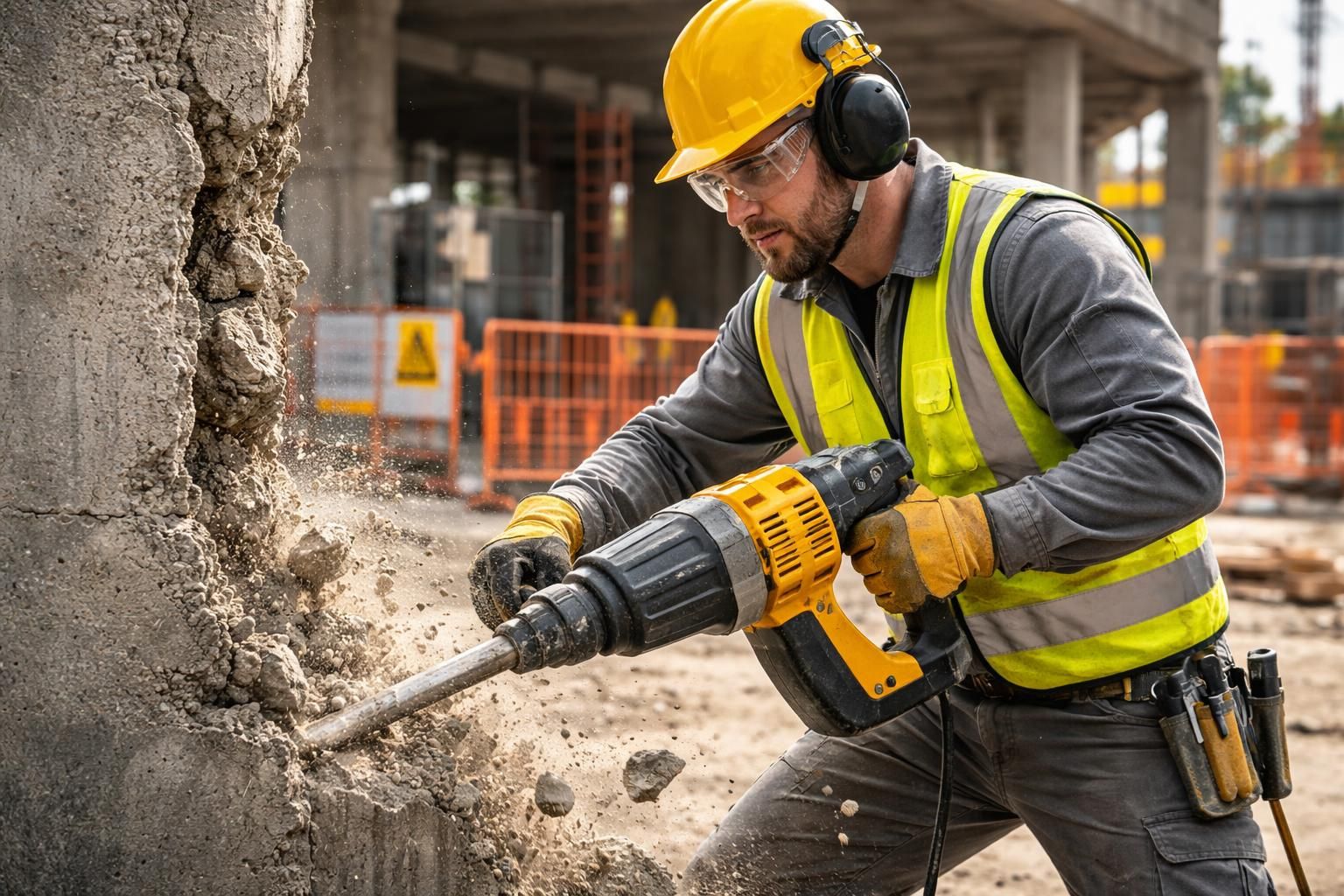 découvrez les règles d'or pour utiliser un marteau-piqueur en toute sécurité et réussir vos travaux de démolition sans risque de blessure.
