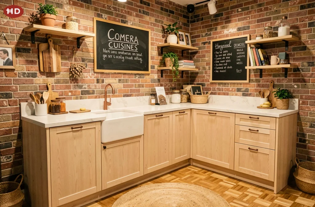 Showroom indépendant Comera Cuisines avec cuisine en bois de frêne et accessoires de style scandinave