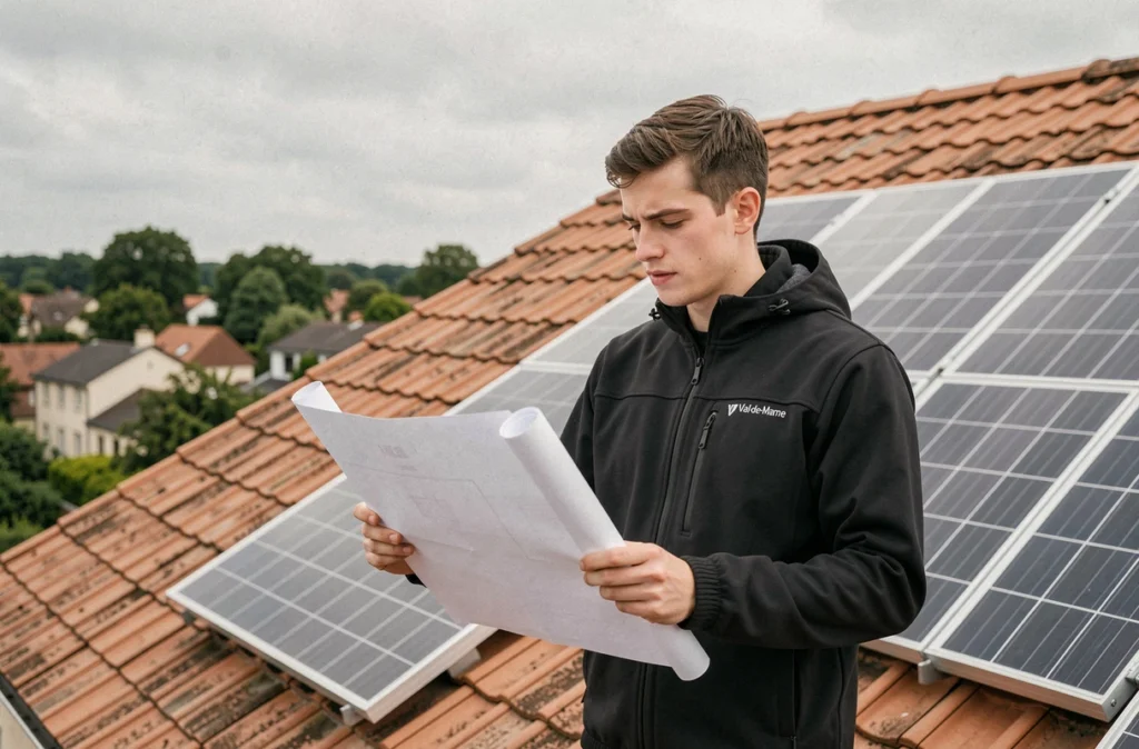 Spécialiste Rsconcept consultant des plans d'installation sur un toit résidentiel dans le Val-de-Marne